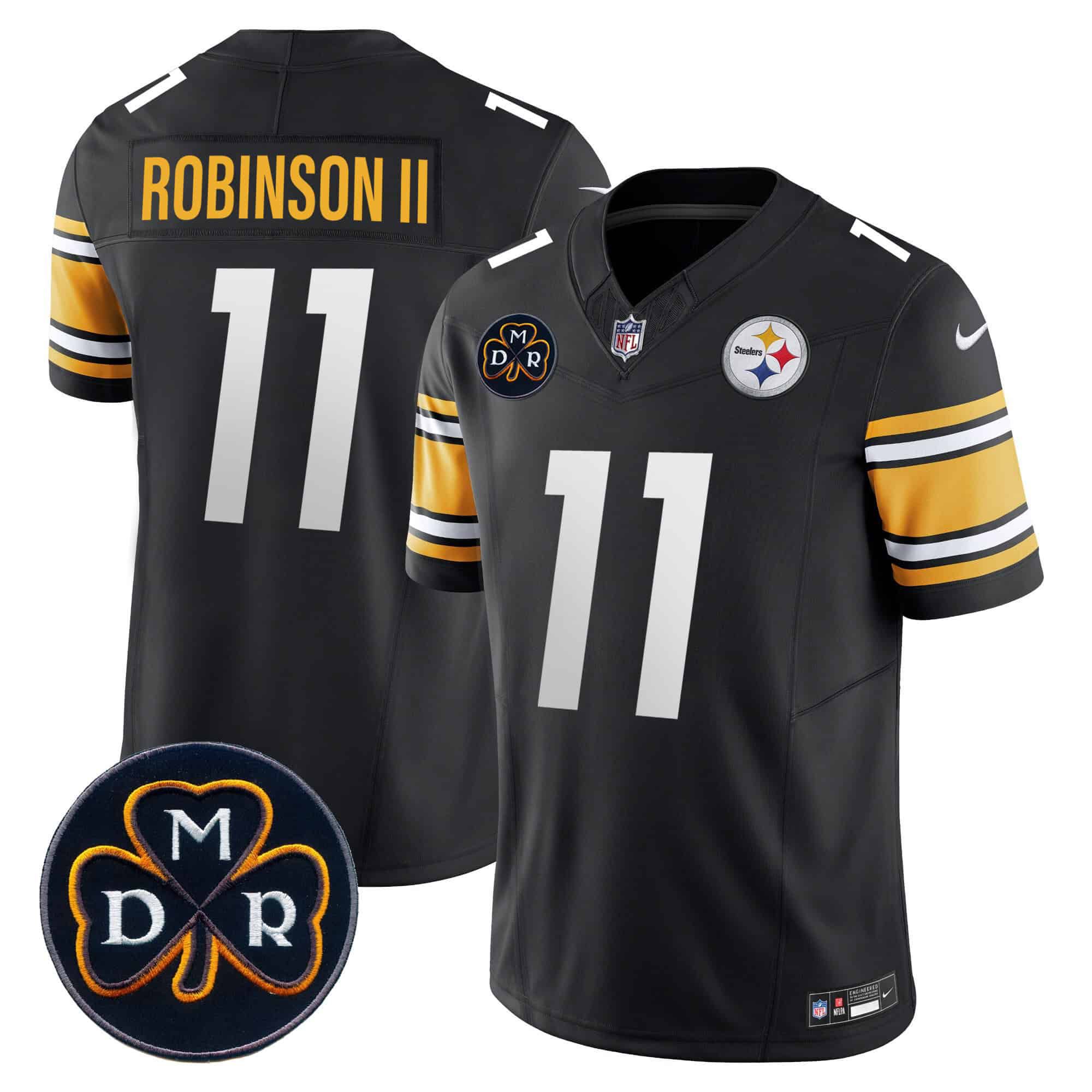 Men Pittsburgh Steelers #11 Robinson ii Black 2024 Nike DMR Patch Vapor Limited NFL Jersey style 3